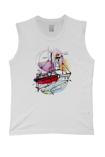 Raf Coll Tricou tricotat fără mâneci pentru bărbați Sailing Marine Design imp...