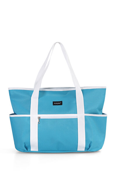 ACEYLAN Mavi Fermuarlı Plaj Çantası