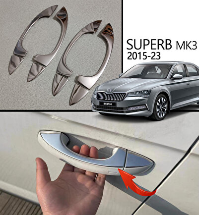 GCP German Car Parts Superb 3  Kapı Kolu Krom Başlık - Superb Krom Kaplama Ak...
