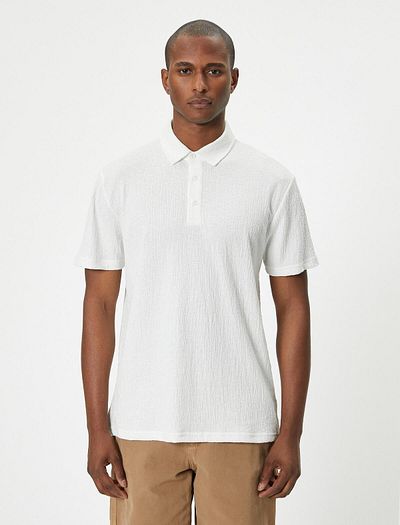 Koton Polo-Shirt mit Knopfleiste, strukturierte Baumwolle, kurze Ärmel