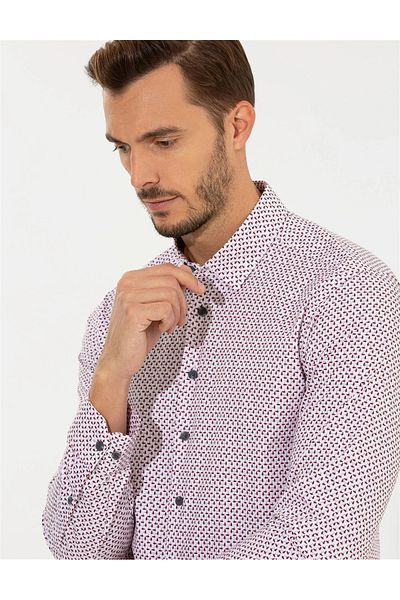 Pierre Cardin Ανδρικό πουκάμισο Claret Red