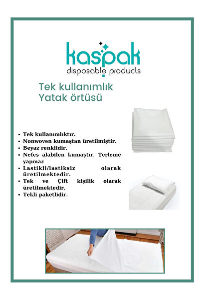 kaspak Tek Kullanımlık Yatak Örtüsü Çift Kişilik Lastikli 200*240 Cm 1 Adet