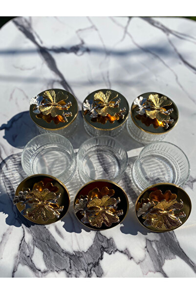 Mira züccaciye 6'lı Şık Tasarımlı Elysıa Cam Şekerlik, Çerezlik, Lokumluk, Sunumluk  Ve Kelebekli Kapak