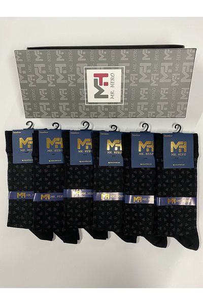 MRHERO Мъжки дълги чорапи от бамбук, 6 броя - черни, с аромат на парфюм