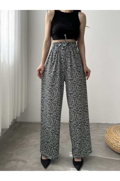 LB Laluna Butik High Waist Women's Trousers - Draped Comfortable Cut