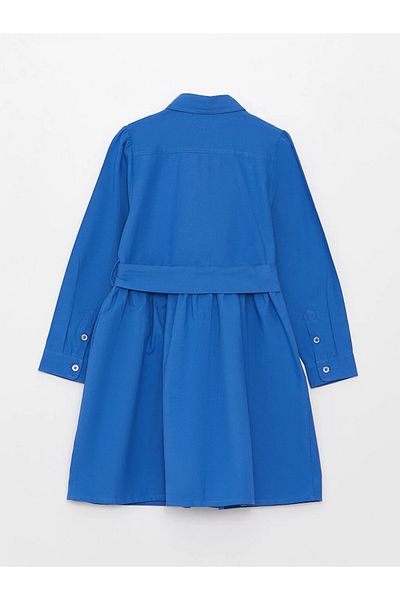 LC Waikiki SOUTHBLUE Girl's Shirt Collar Long Sleeve Dress