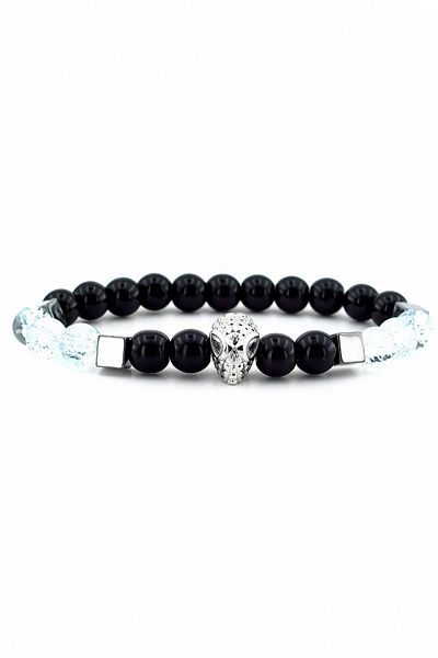 Solfera Marvel Spider Man Zircon Stone Men's Bracelet - Onyx and Necef Natural Stone J0253