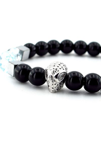 Solfera Marvel Spider Man Zircon Stone Men's Bracelet - Onyx and Necef Natural Stone J0253