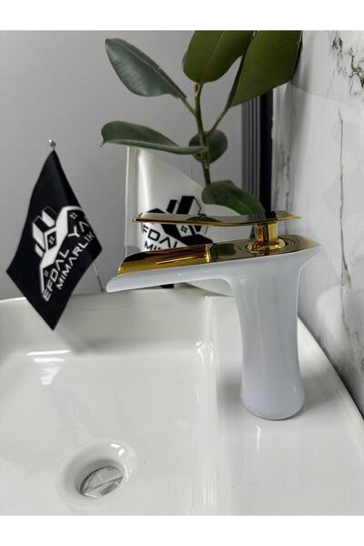 EFDAL YAPI MİMARLIK ÖZEL TASARIM ŞELALE LAVABO BATARYASI PVD KAPLAMA LEKE TUT...
