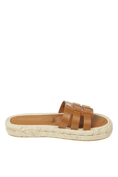 Tommy Hilfiger Tan Women's Leather Slippers Fw0Fw07745Gqs