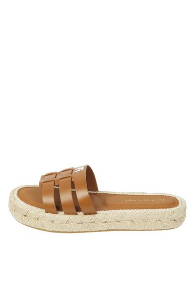 Tommy Hilfiger Tan Women's Leather Slippers Fw0Fw07745Gqs