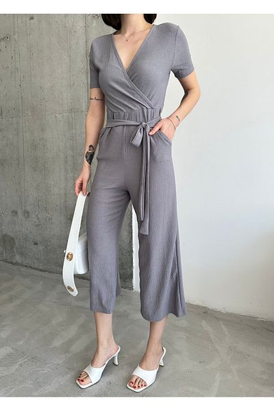 alenmoda Bürümcük Double Breasted Collar Jumpsuit