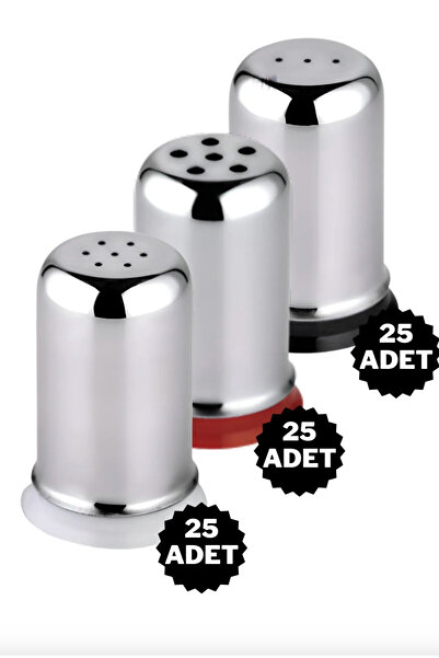 Veliday Üçlü Paslanmaz Çelik Tuzluk Karabiberlik Pulbiberlik Seti Kafe Lokant...