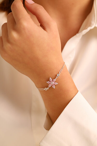 ADA LİFE GÜMÜŞ (IŞIKLI KUTULU)925 Ayar Gümüş Kuvars Taşlı Lotus Çiçeği Kadın Bileklik