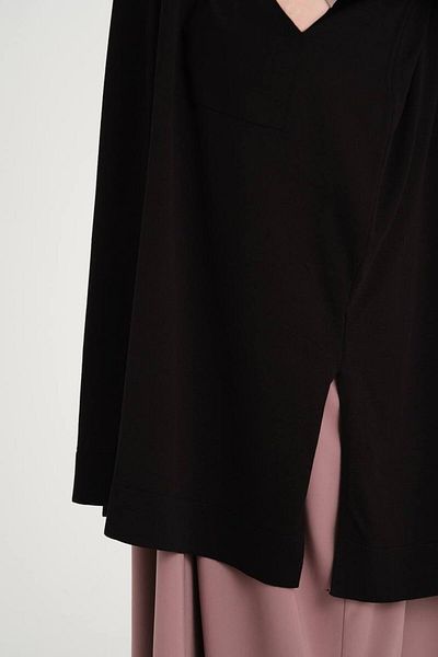 ZESA TASARIM Mercerized Long Casual Snap Closure Panco Hoodie