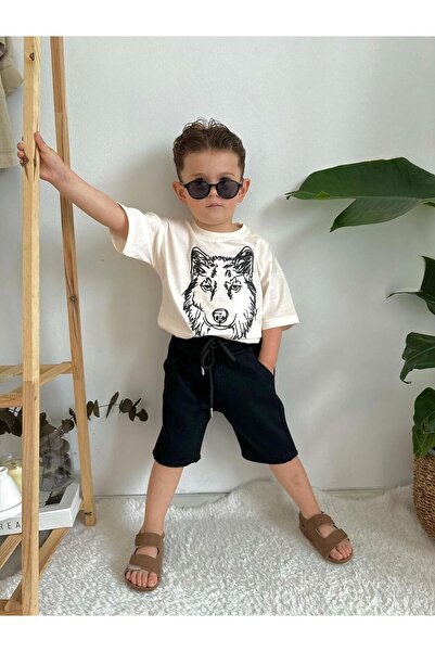 MİNİKO KİDS Хлопчачий костюм з мотивом вовка - бавовняні джинси та шорти
