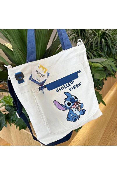 Touz Moda GeantÄ Messenger din pĆ¢nzÄ albastrÄ Stitch