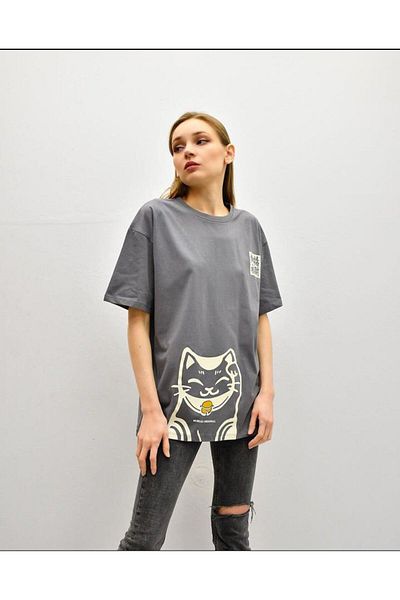 EVRA Oversize Front and Back Printed T-Shirt
