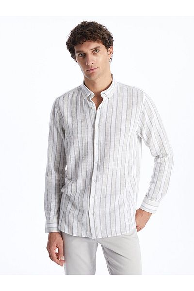 LC Waikiki Cămașă pentru bărbați cu dungi slim fit - mânecă lungă