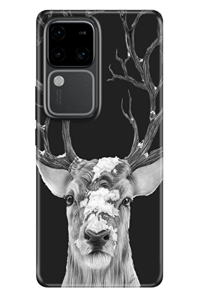 vivo V30 Kılıf Desenli Baskılı Silikon Ren Geyiği