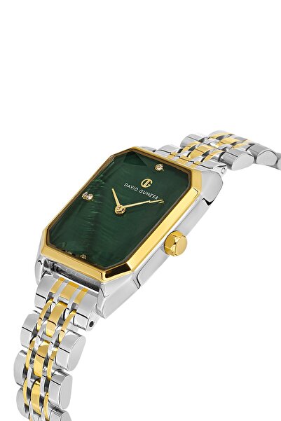 DAVID GUNER Yellow Silver Retro Women's Wristwatch - Crystal Cut Glass