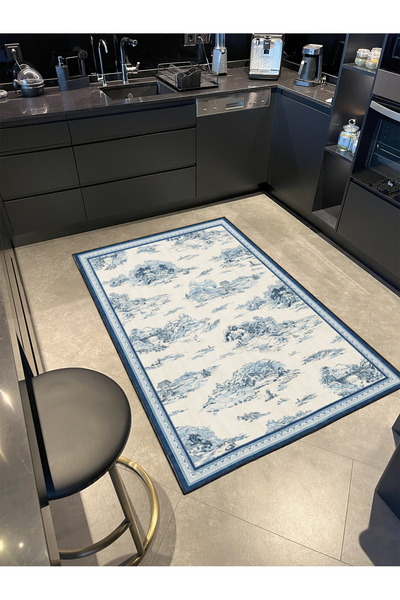 Rugs Modern Halı Mountain and Village Patterned Washable Decorative Carpet Mi...