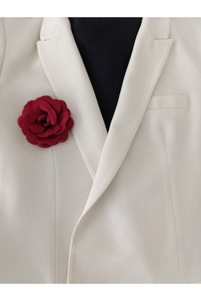 MutluBiDünya Vintage Bordo Renk Saten Gül Broş Yaka İğnesi