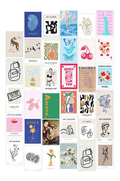 Postifull Σετ αφίσας Collage - 35 τεμάχια χωρίς πλαίσιο 10*15cm - με αυτοκόλλητο δώρο