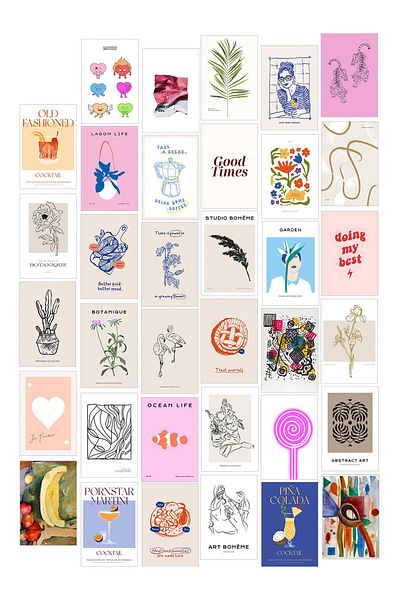 Postifull Σετ αφίσας Collage - 35 τεμάχια χωρίς πλαίσιο 10*15cm - με αυτοκόλλητο δώρο