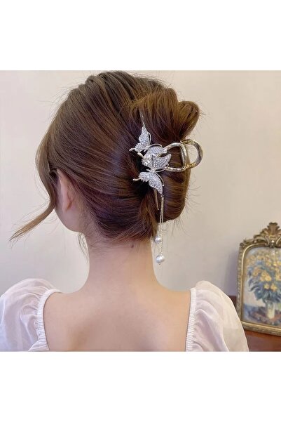 GÜLPEŞE Kristal Taşlı Gold Metal Kelebek Mandal Toka Topuz Tokası Xp-0791