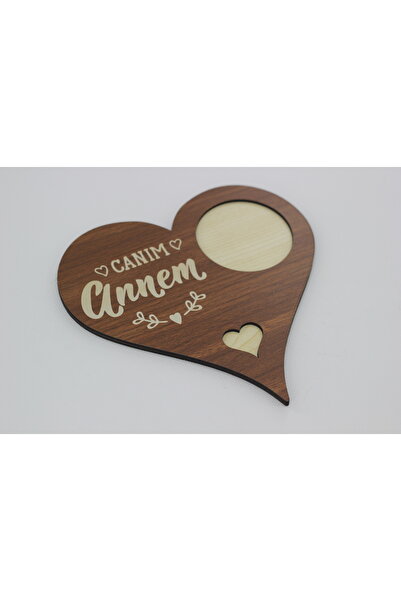 şamaksesuar زينة تقديم قهوة خشبية على شكل قلب وكتابة "أمي العزيزة" (لون الجوز...