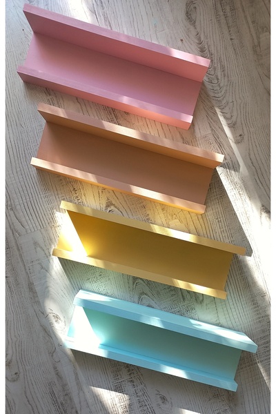 DesingbabyM Rainbow Gökkuşağı 4'lü Bebek ve çocuk odası duvar rafı,kitaplık 4...