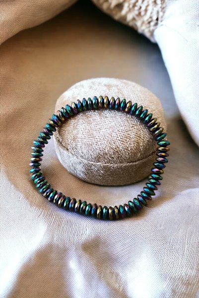 MGA DOĞAL TAŞ Hematite Disc Cut Bracelet Colorful Hematite Bracelet Natural Stone Bracelet