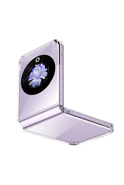 Microcase Tecno Phantom V Flip Için Sert Kristal Kapaklı Kılıf Şeffaf- AL3157