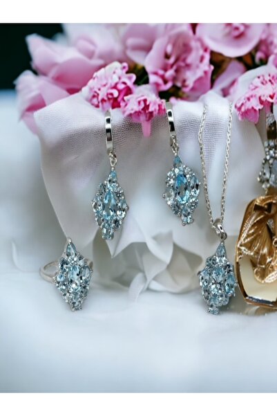 Nur Sifa Evi Blue London Topaz gümüş set