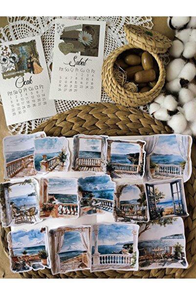 SelisCraft Deniz Manzara Temalı Tekli Parlak Etiket Seti 01 Ajanda Planlayıcı...