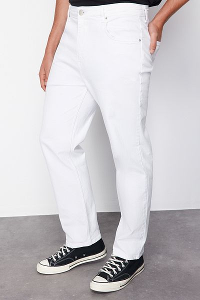 Trendyol Collection 90-es évek laza farmernadrágja - fehér baggy farmer TMNSS24JE00012