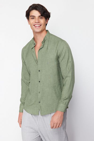 Trendyol Collection Khaki Slim Fit Comfortable Collar Shirt TMNSS24GO00031