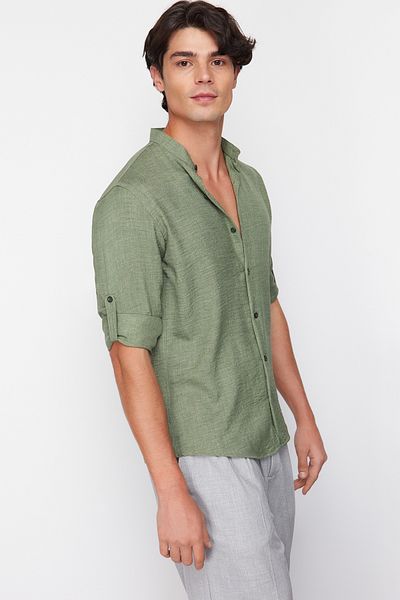 Trendyol Collection Khaki Slim Fit Comfortable Collar Shirt TMNSS24GO00031