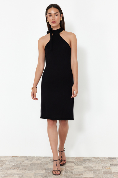 Συλλογή Trendyol Μίνι Πλεκτό Φόρεμα Bodycon - Μαύρο, TWOSS24EL00854