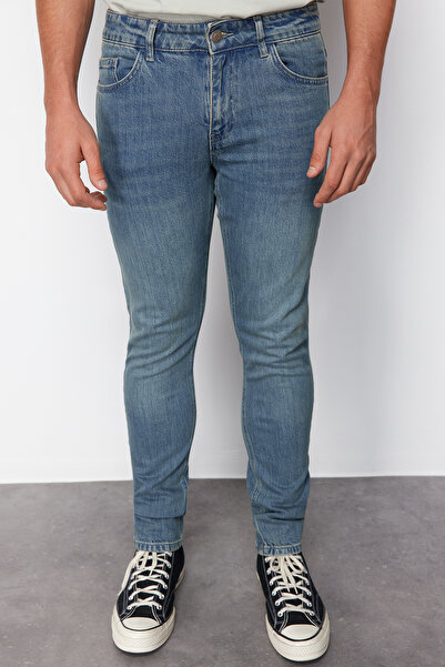 Trendyol Collection Сині джинсові штани з еластичної тканини Skinny Fit з вузькою посадкою TMNAW23JE00047