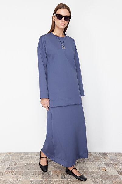 Trendyol Modest Σετ χιτώνα και φούστα Indigo Oversize - TCTSS23US00013