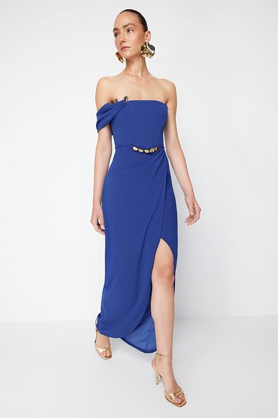 Trendyol Collection Zeynep Tosun Design - Dlouhé večerní a maturitní šaty se zavinovacími zábaly TCLSS24AE00007