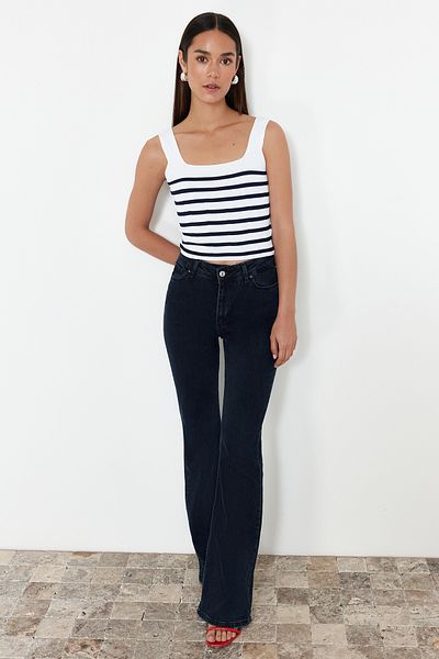 Trendyol Collection Ecru Basic pruhovaná plesová pletená halenka TWOSS24BZ00625
