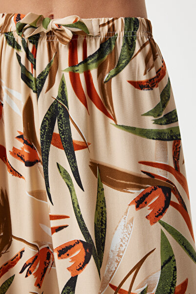 Happiness İstanbul Damskie spodnie palazzo z wiskozy w kafelki - kremowe EN00606