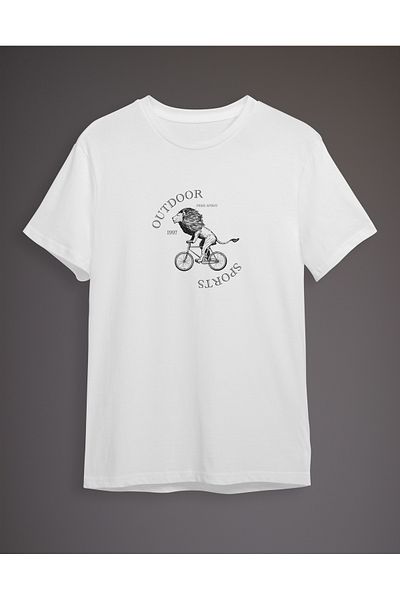 Trendyol Collection Lion Printed White T-shirt - Regular Fit TMNSS24TS00212