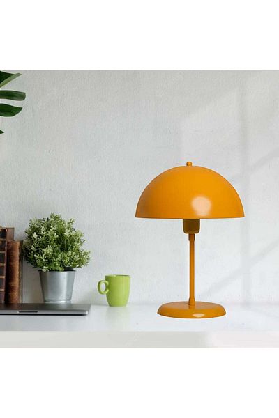 Bamyum Lipeo Kleine Tischlampe 30cm, Pilzlampe Metall, Gelbe Lampe