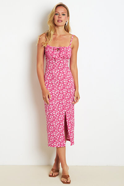 Cool & Sexy Piros Midi női ruha - vékony pántok, MON125