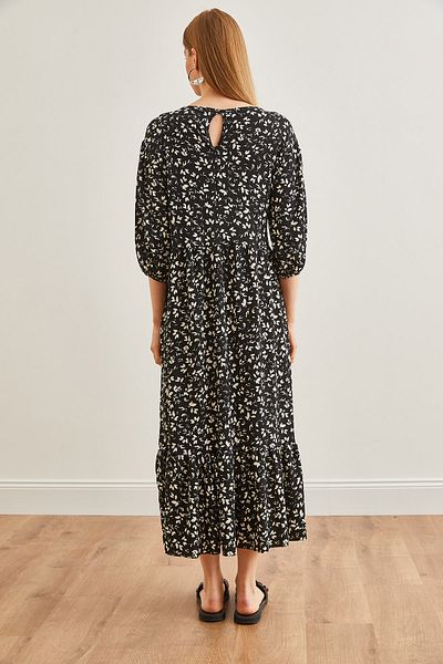 Olalook Maxi šaty Black Leaf Drop - Casual TSE-00000003