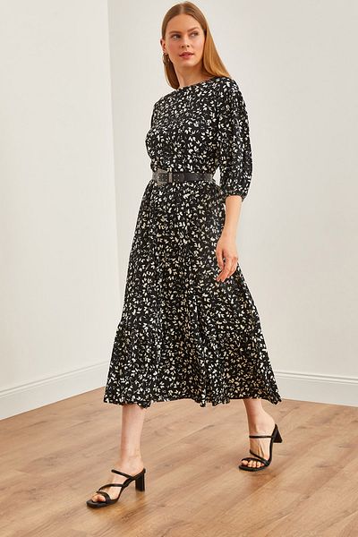 Olalook Maxi šaty Black Leaf Drop - Casual TSE-00000003